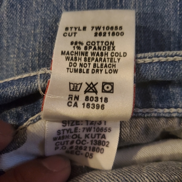 VTG Y2K Lucky Brand Dunagrees Blue Denim Cropped Jeans Women's Size 12/31 - Picture 9 of 9